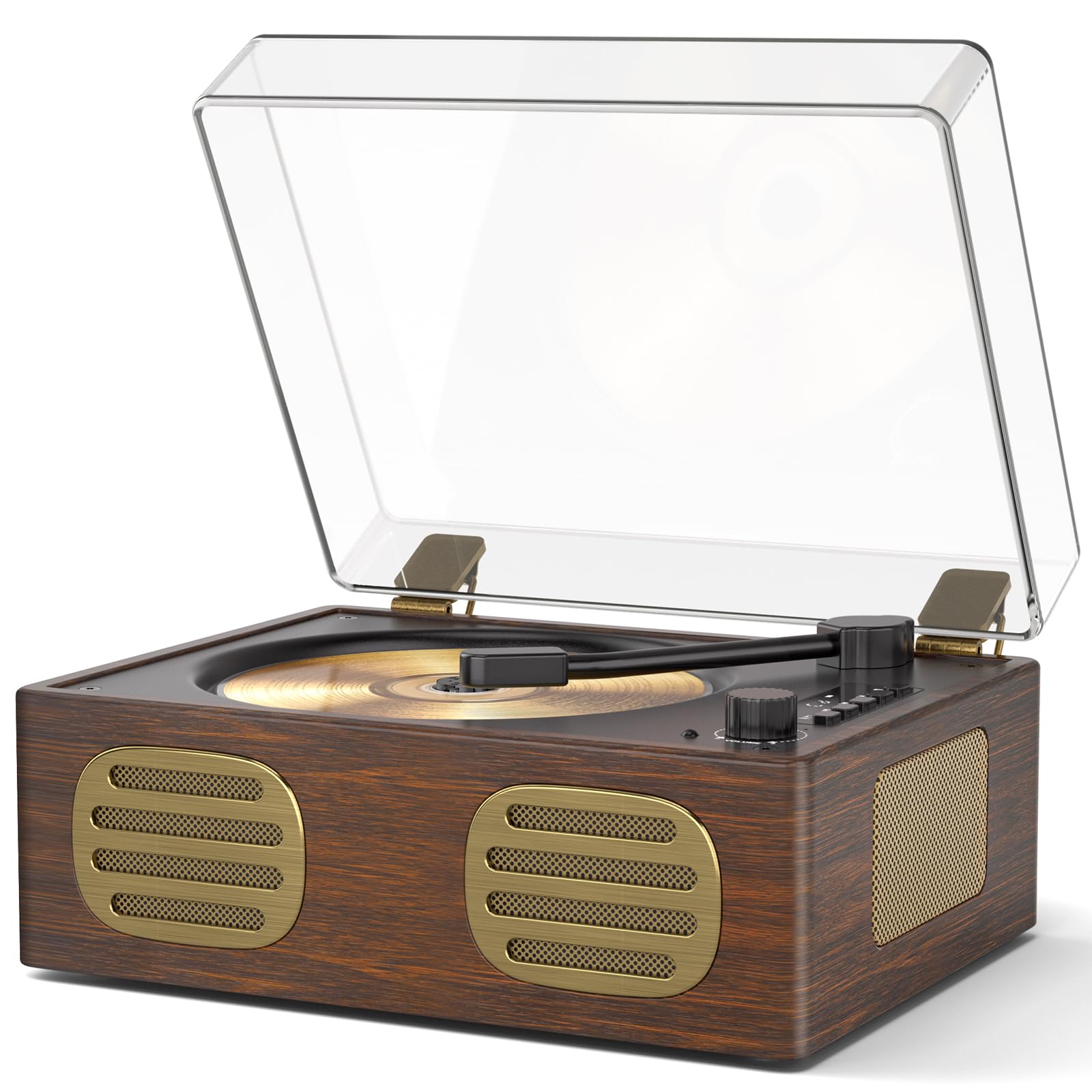 MANGOSTAN CD Player Portable, Retro CD Player with HiFi Speakers, Bluetooth Input/Output, Rechargeable Small CD Players for Home with LED Screen