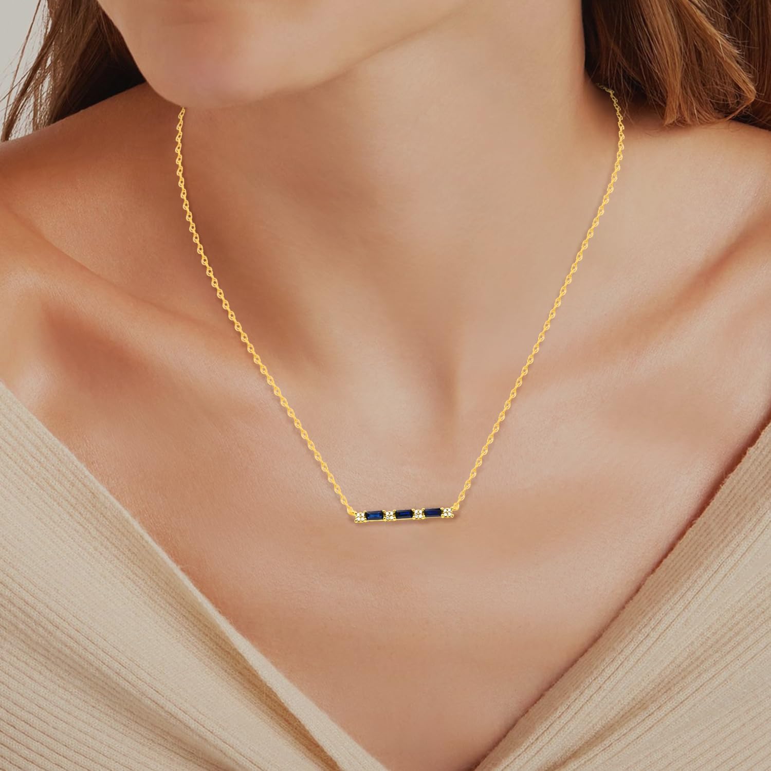 Diamond2Deal 10K Yellow Gold Gemstone and Diamond Pendant Necklace 18"