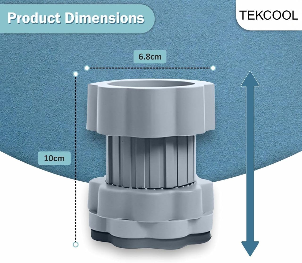 Washing Machine Vibration Pads/Bracket Base for Washing Machine/Refrigerator Stand with Height Adjustment Feet/Washing Machine Stand/Floor Trays - Grey (4 Pcs Set)