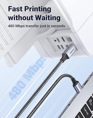 Miniatura 3 de UGREEN Cable de impresora, USB A a B de 6 pies, cable de escáner USB B trenzado de nailon compatible con Epson, Canon, HP, Brother, Dell, Samsung,