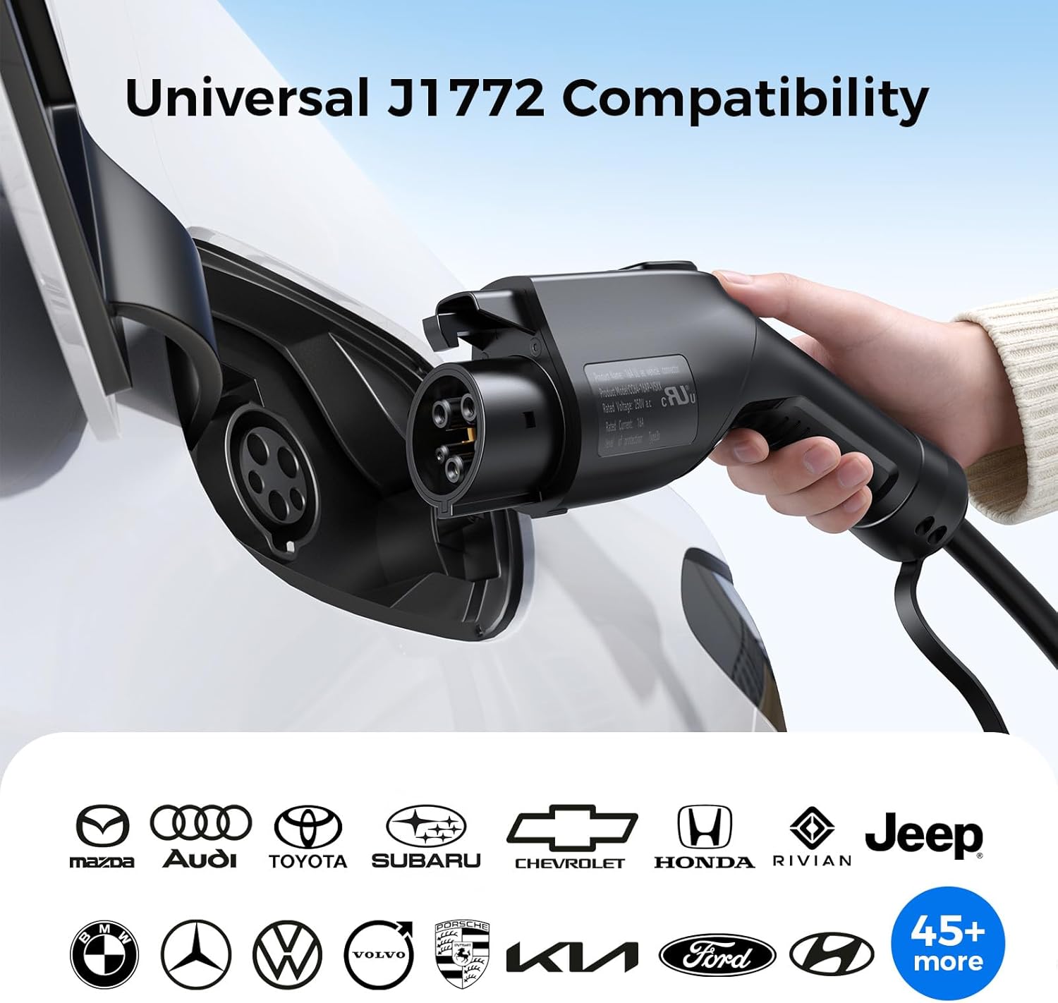 Carbon Fiber Level 2 EV Charger, 24A Adjustable Current/Timer/Smart Display, NEMA 14-30 Dryer Outlet & 14-50 Plug, 21FT EV Charging Cable, J1772 Connector for SEA J1772 EVs/PHEVs