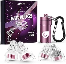 Reure Protetores Auriculares De Alta Fidelidade Para Shows, Protetores Auriculares De Silicone Com Cancelamento De Ruído, 2 Pares, Ótimos Para Shows Com Música Alta, Músicos, Motociclistas, Aviões
