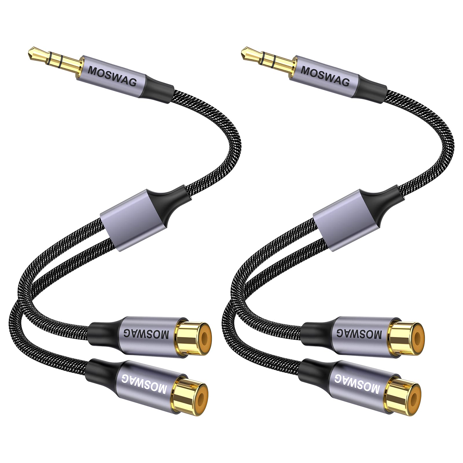 Amazon | MOSWAGRCA 3.5mm 変換 3.5mm(オス)-2RCA(メス) ステレオミニ