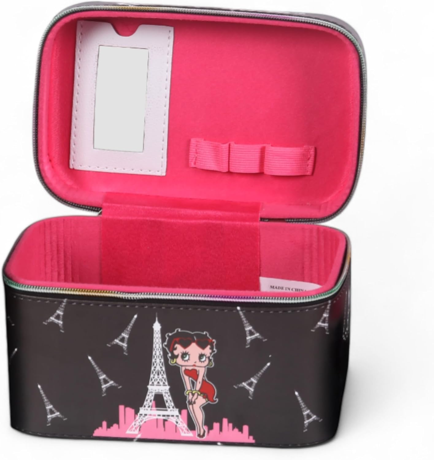 Betty Boop Theme Cosmetic Train Case, Travel Makeup Organizer Cases with Mirror (PR, M)