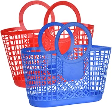Plastic Basket with Handle, 2PCS Hollow-out Garden Harvest Basket, Large Capacity Portable Shower Caddy for Kitchen Bathroom Dorm Pantry.