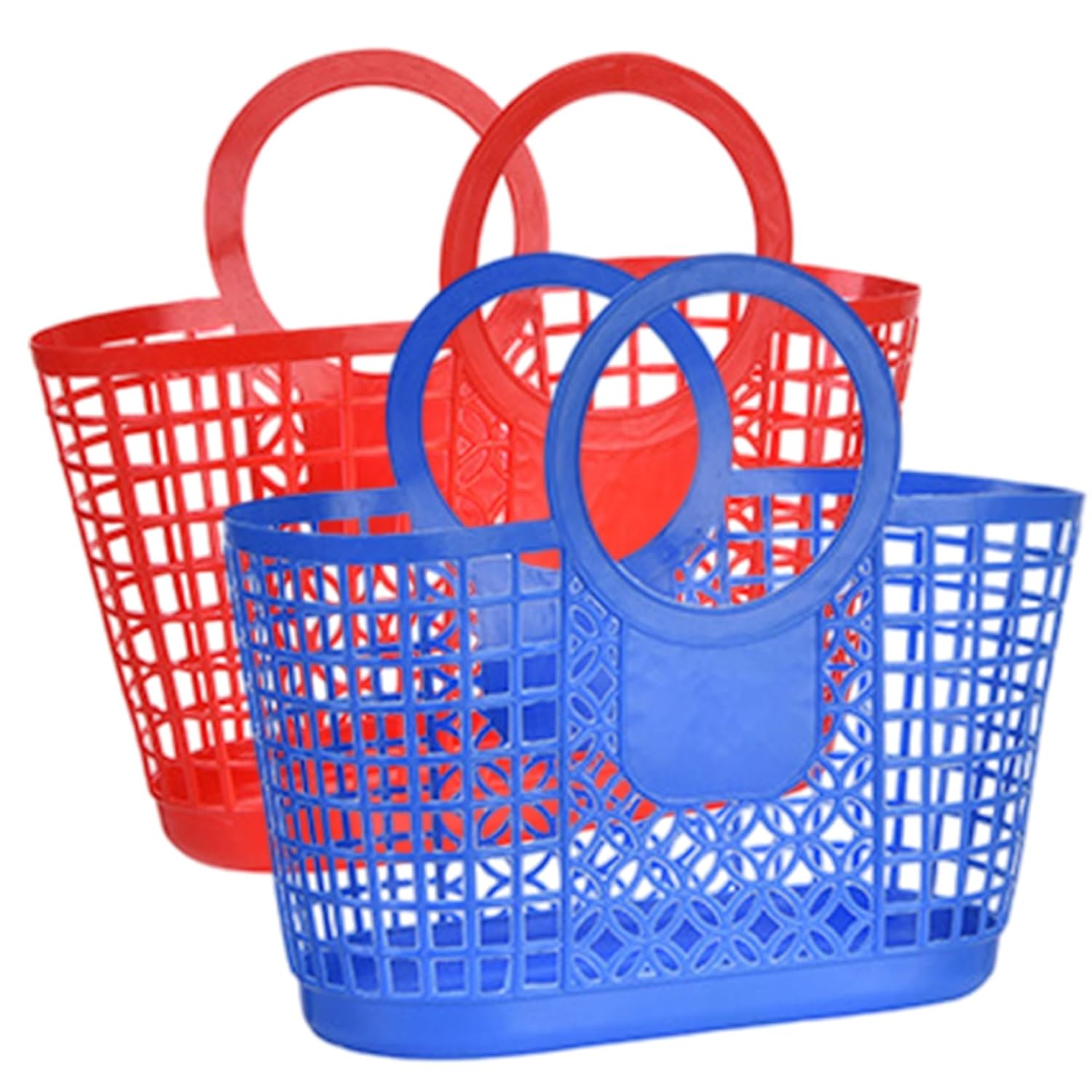 Plastic Basket with Handle 2PCS Hollow-out Garden Harvest Basket Large Capacity Portable Shower Caddy for Kitchen Bathroom Dorm