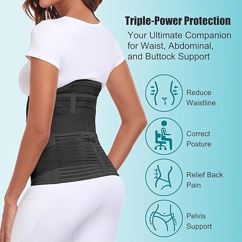 Miniatura 6 de Banda posparto 3 en 1 para el vientre posparto, cinturón de recuperación posparto, soporte para después del parto, fajas adelgazantes, moldeador de