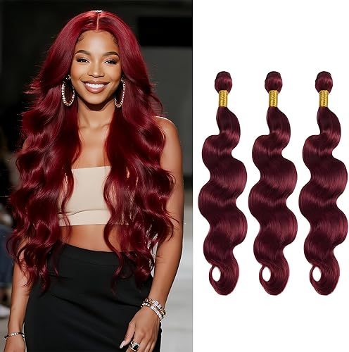 LUMWAV 99J Burgundy Body Wave Human Hair Bundles 26 28 30 Inch 3 Bundles Brazili