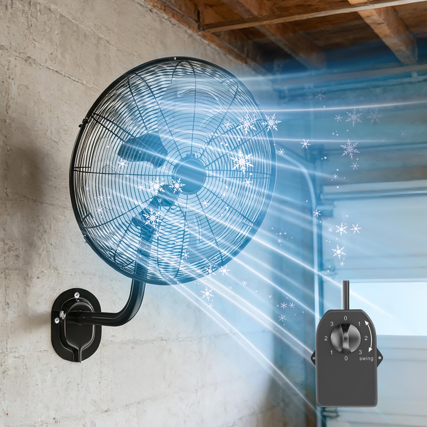 20" Wall Mount Fan, Wall Fans Oscillating with 3 Speeds, 100° Oscillation, Max 5600 CFM, Adjustable Tilt, Heavy Duty, High Velocity, Outdoor Fans for Patios, Garage, Workshop, Industrial Use