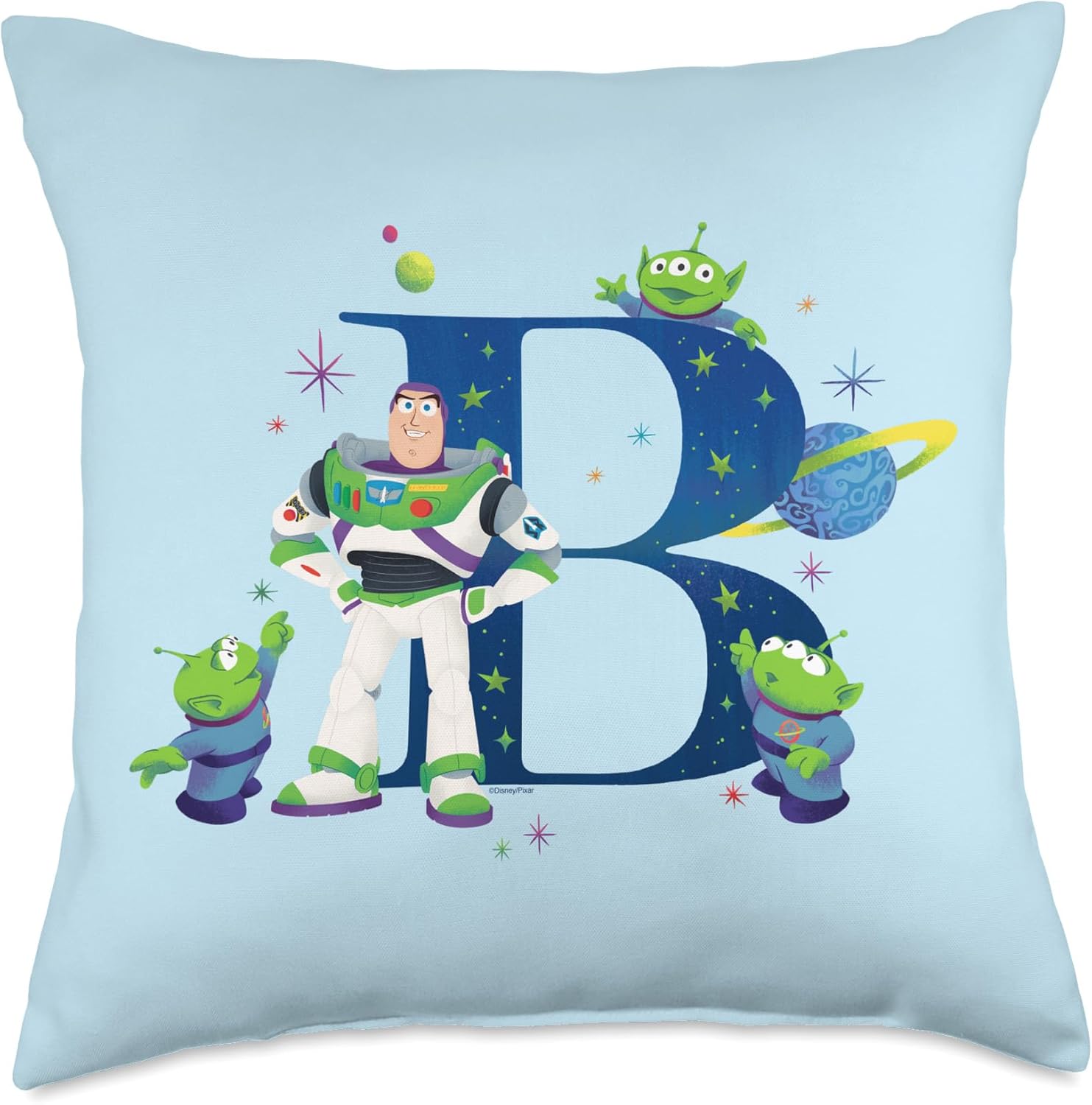Disney and Pixar Alphabet Monogram Letter B Buzz Lightyear Throw Pillow