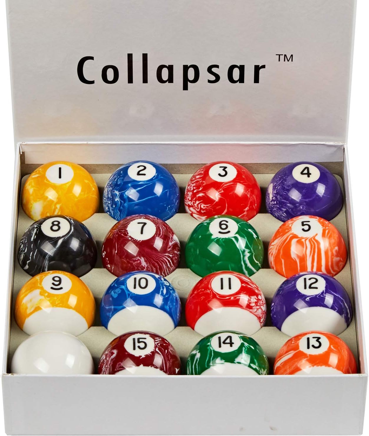 Collapsar Premium 2-1/4 Inch Regulation Size Billiard Balls Pool Ball Marble-Swirl Style AAA Grade Pool Balls Billiard Set (Several Style Available) (Black Marble with Art Number) : Sports & Outdoors