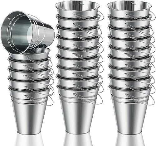 Miniatura 1 de Sadnyy 24 cubos de metal con asas, mini cubo galvanizado de colores para niños, 4.6 x 5.1 pulgadas, cubo de lata pequeño, cubos de metal pequeños