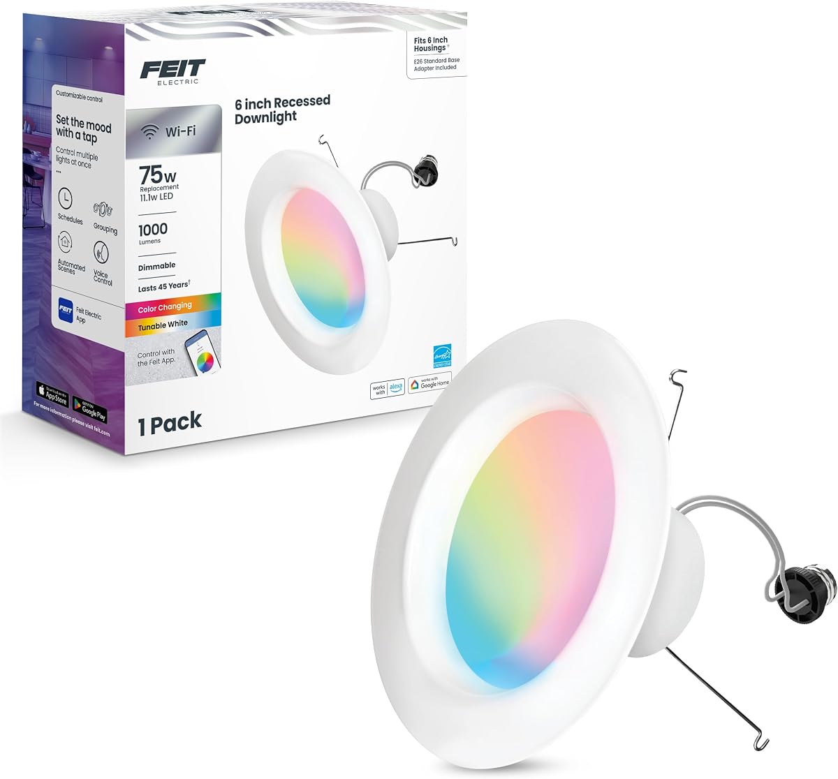 5/6in Smart Recessed Downlights, 75W Eq, 1000 Lumens