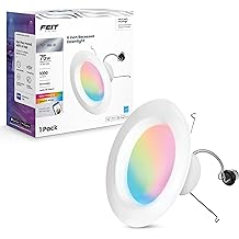 Feit Electric Smart Recessed Downlights, 5-6 Inch, Wi-Fi LED, Dimmable Color-Changing, 1000 Lumens, 11.1W (75W Equivalent), Voice &amp; App Control, Daylight to Soft White, 50,000 Hour Lifespan