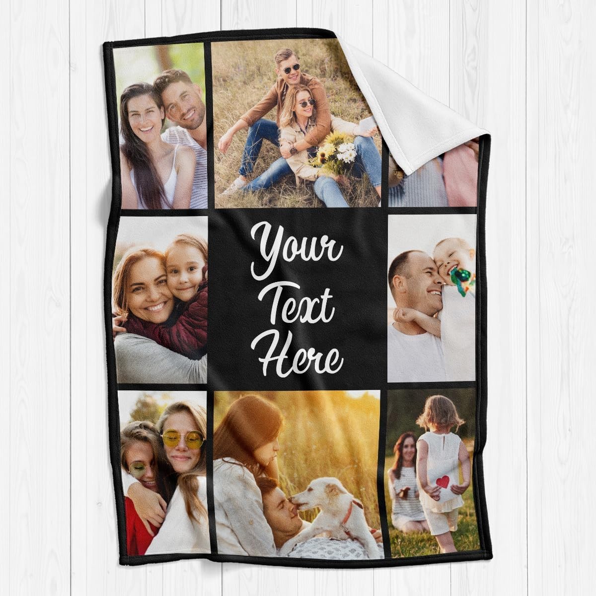Gudina Custom Blanket with Photos Text Personalized Blanket Thows with Picture Customizable Blanket Photo Blankets Customize for Mom Dad Couple Girlfriend Boyfriend Wife Husband - Image 6