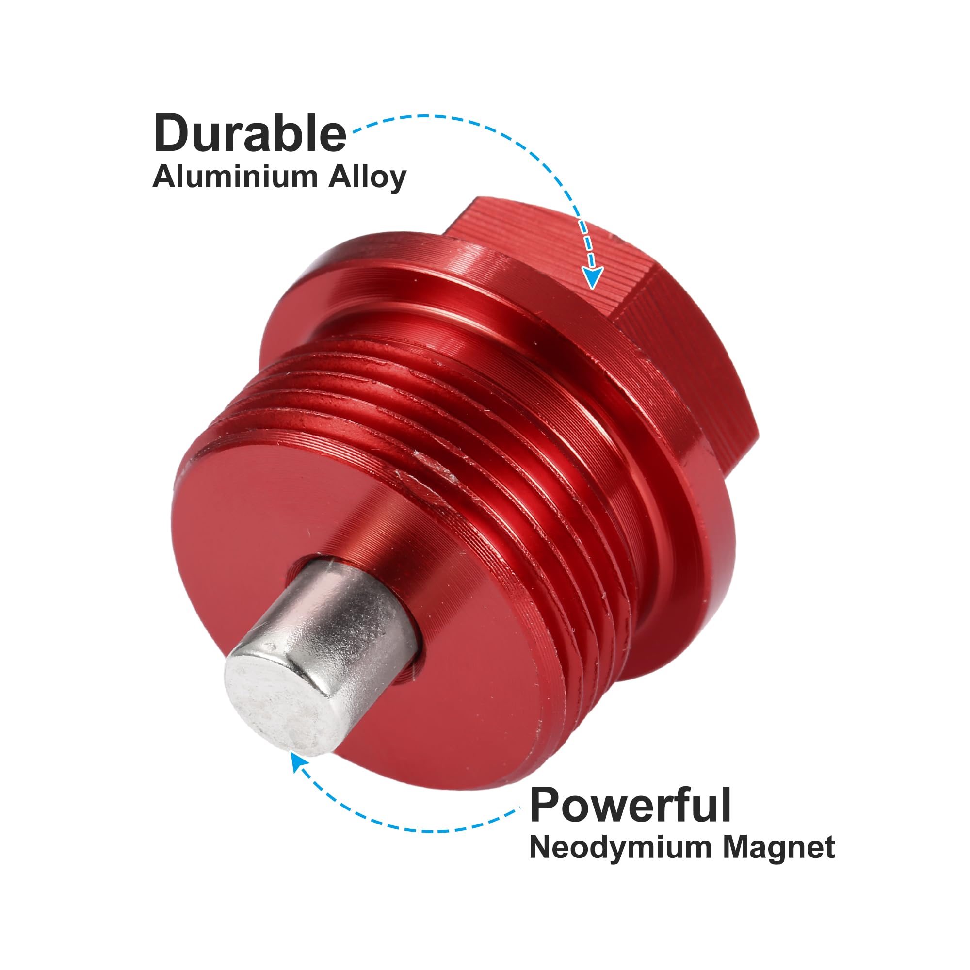 Tappo Coppa Olio Motore In Alluminio Con Magnete - M16x1.5, Con Rondella, Rosso (Confezione Da 2) - Foto 9