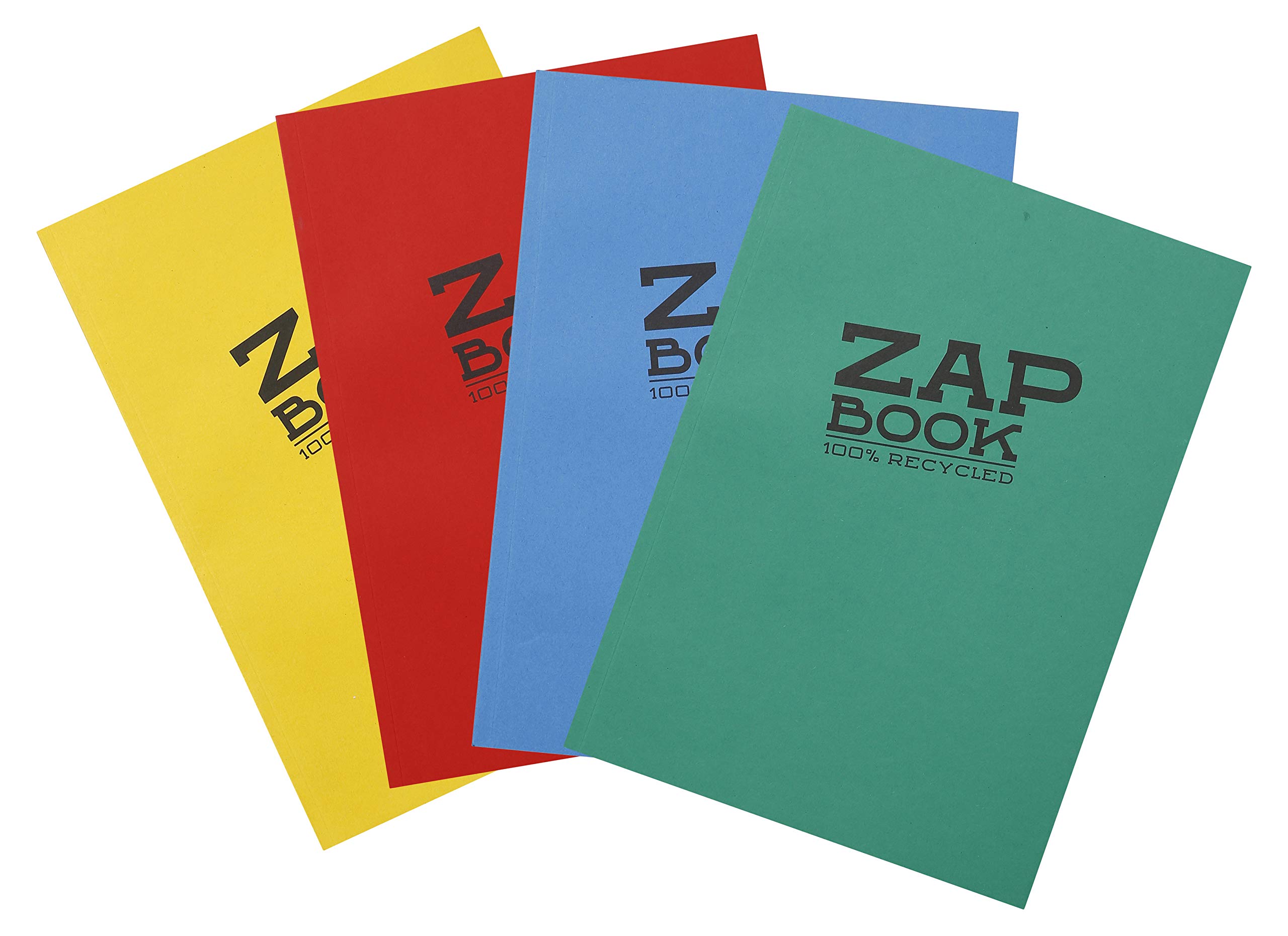 Clairefontaine 3355Cpack - Carnet Encollé Zap Book - 160 Feuilles Papier Croquis 100% Recyclé - A5 14,8x21 cm 80g - Couleur de Couverture Aléatoire - Paquet de 5 Carnets