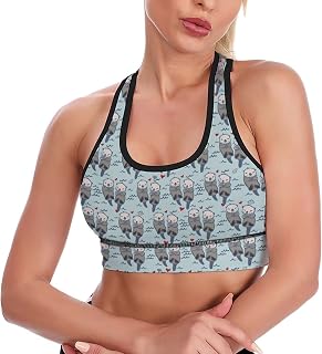 Sea Otter Pattern Women's Yoga Bra Top Racerback Sports Padded Bra Workout Gym Bras