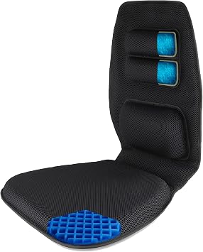 Tektrum Orthopedic Gel Seat Cushion and Firm Back Support Lumbar Pillow for Car, Home/Office Chair, Travel - Relief for Tailbone, Sciatica, Coccyx, Back Pain, Improve Posture TD-GS19041-BLK