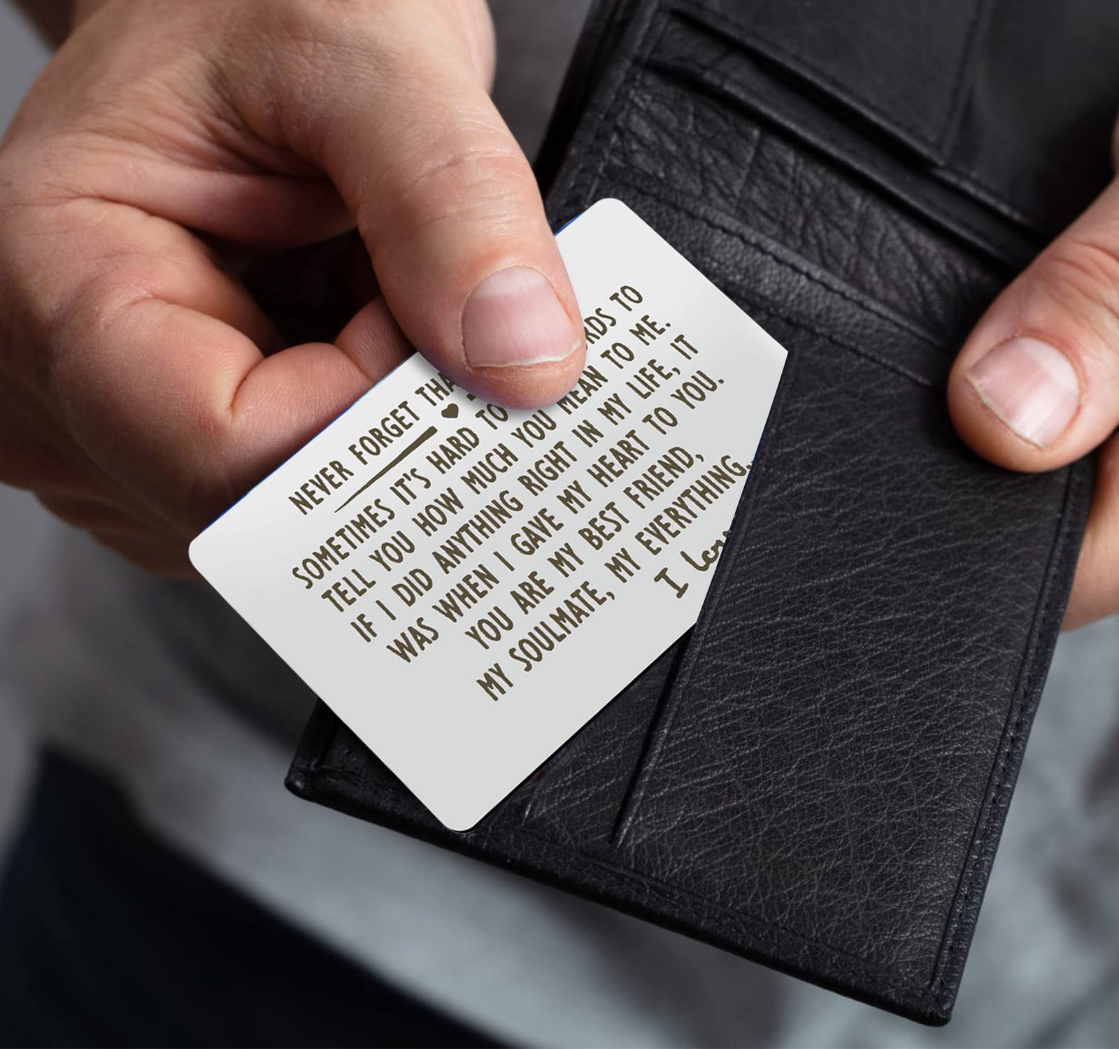 Biglietto D'Anniversario In Metallo Con Incisione 'I Love You' – Portafortuna A Forma Di Carta Di Credito Per Lui, Fidanzato O Marito, Regalo Sentimentale Per Coppie - 2