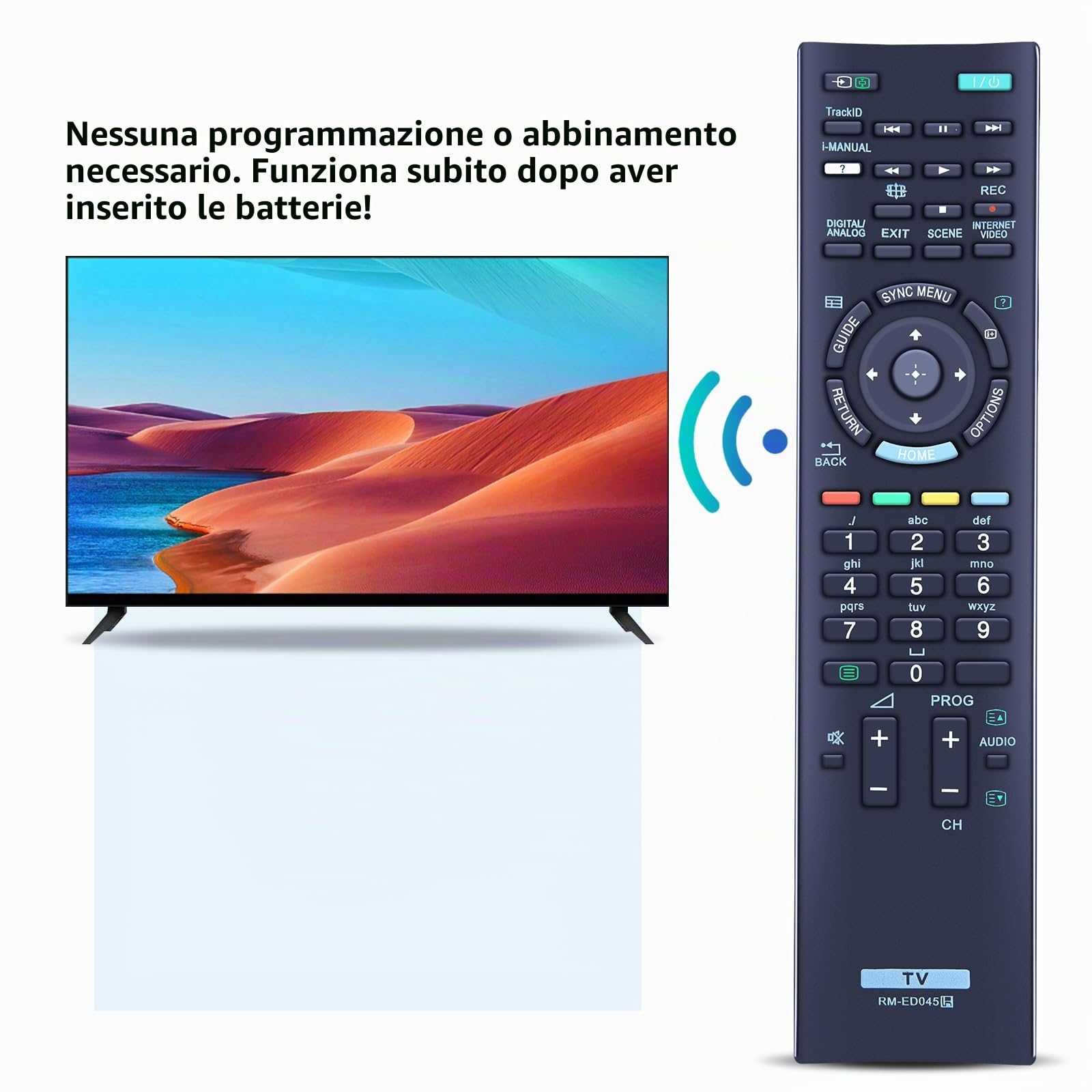 Mando A Distancia De Repuesto RM-ED045 Para Sony KDL-46CX525, KDL-40CX520, KDL-32CX521 Y Más – IR, Sin Programación, Garantía 12 Meses