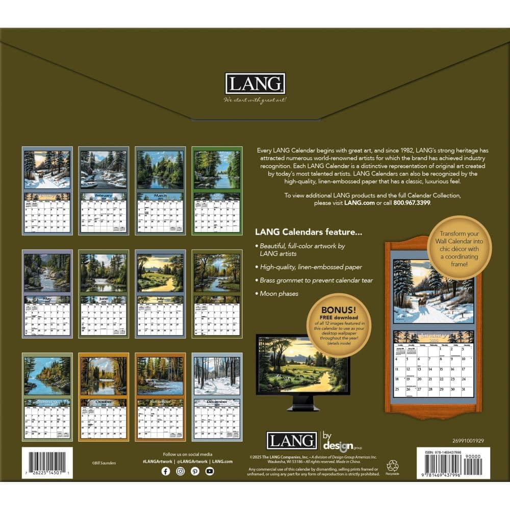 Lang, Calendario de pared 2026 de Lure of The Outdoors por Bill Saunders