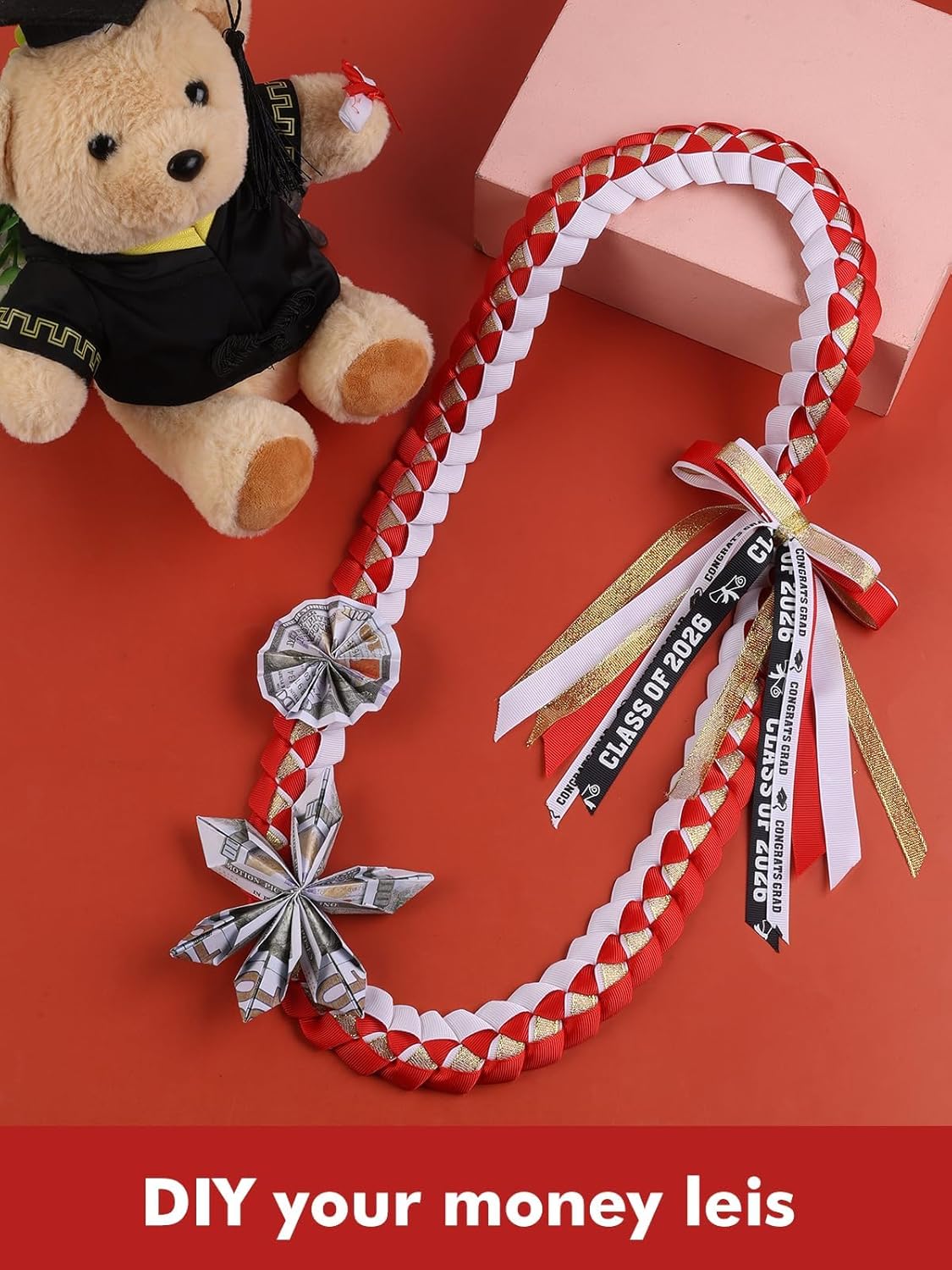 TFTAFAN Graduation Ribbon Lei Graduation Leis Necklace Class of 2026 Graduation Necklace Braided Necklace Graduation Gift Party Accessories for Women and Men