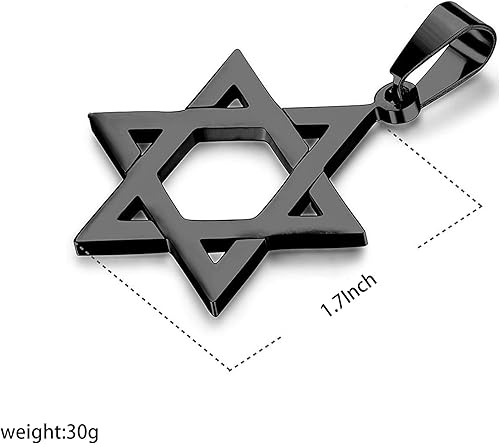 Miniatura 2 de Collar con colgante de estrella de seis puntos de acero inoxidable diseño de estrella de David