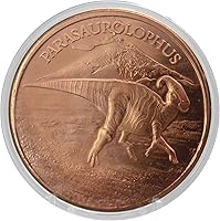Vista 6 de Dinosaurio Pteranodon Prehistórico - 1 onza.999 cobre puro redondo coleccionable de 39mm moneda de desafío en cápsula - COA de Heavenly Metals