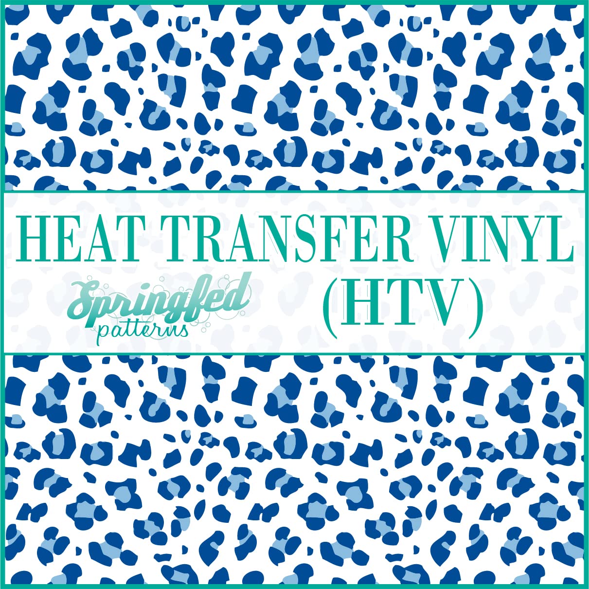 White & Royal Blue Leopard Spots Pattern #3 HTV 12x14 Sheet Heat Transfer Vinyl Cheetah Print, Blue,white