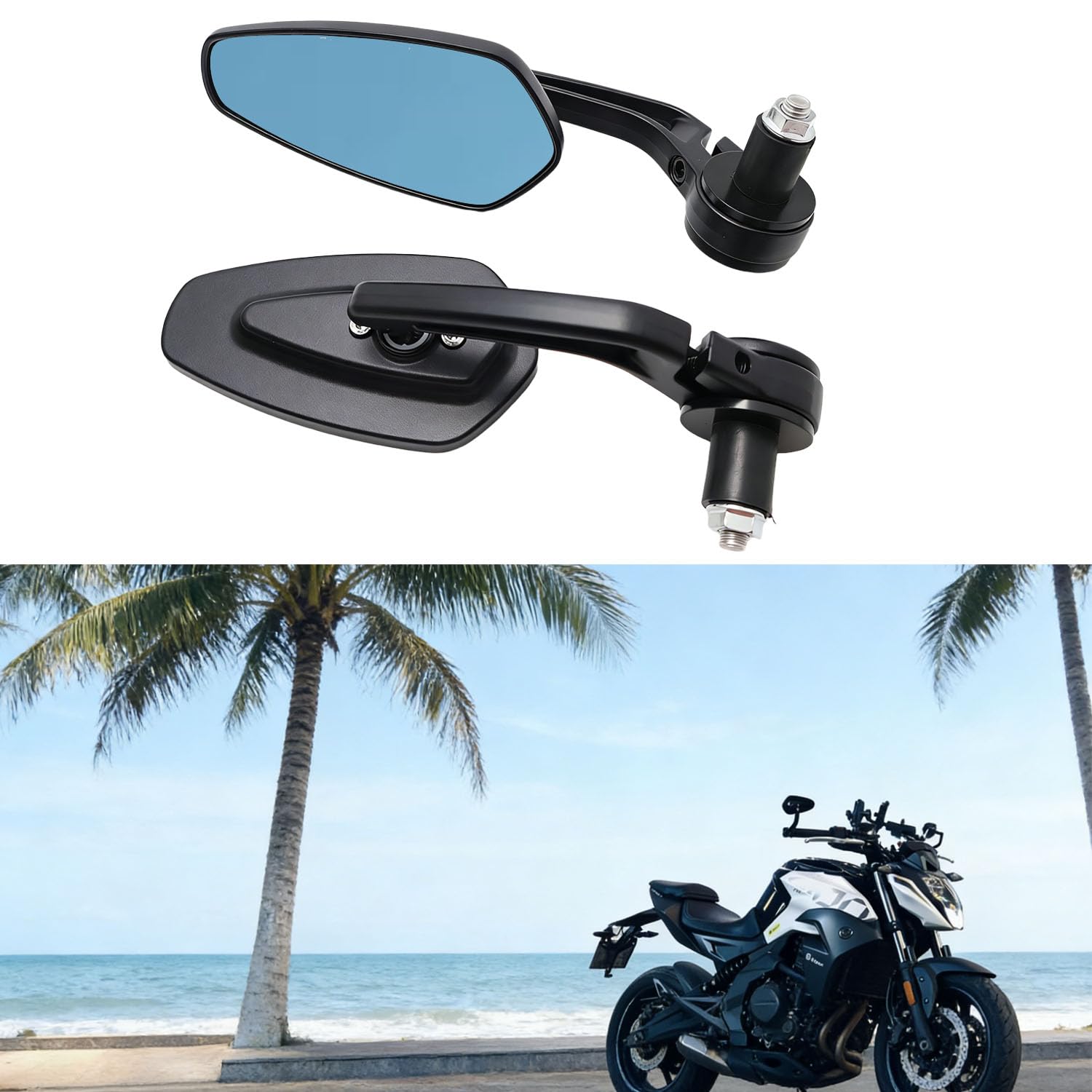 Specchietti Retrovisori per Manubrio Moto Universali 7/8" 22mm, Specchietti Laterali per Moped, Street Bike, Cruiser, Scooter, Bobber, Cafe Racer, Roller, Quad, ATV