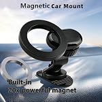 Magnetic Car Phone Holder | 360° Rotatable Dashboard Mount with Strong Adhesive Base, Compatible with MagSafe iPhone 17/16/15/14/13/12