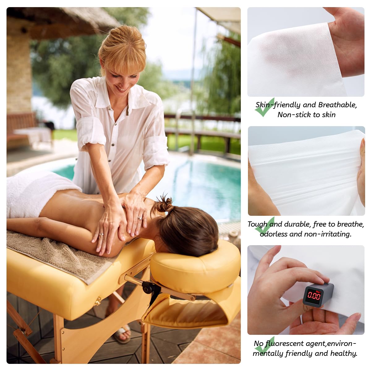 100pcs Fundas Desechables para Reposacabezas de Mesa de Masaje, Fundas Desechables Masaje Cojín Desechable de Masaje para Profesional para SPA Masaje Tatuaje - 36 x 27cm