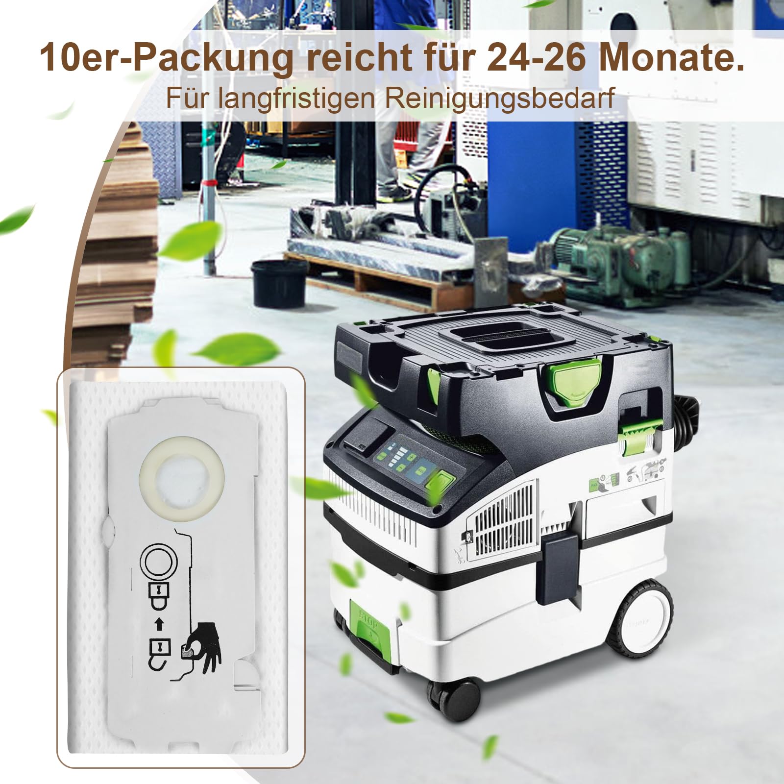 SELFCLEAN SC-FIS-CT MINI/MIDI-2/5 per aspirapolvere Festool CT MINI/MIDI/15 a partire dall'anno di costruzione 2019, ricambio per sacchetti di ricambio, grande capacità