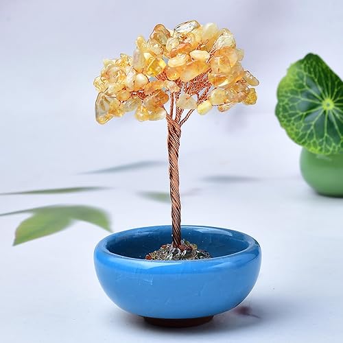 Miniatura 4 de WUYOUSHI Citrine Healing Crystal Tree Natural Reiki Gemstone Tree Ceramic Base Copper Wire Tree Life Home Decor Spiritual Energy Meditation Gift for