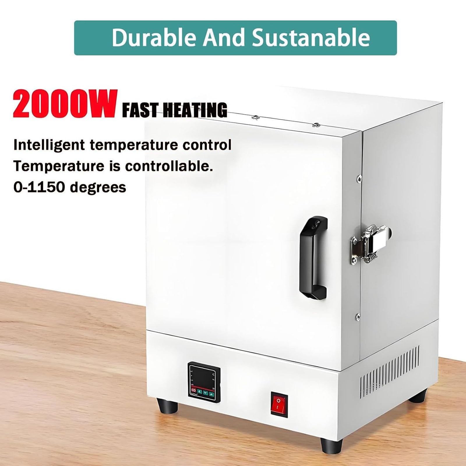 Horno de Mufla de Cerámica Eléctrico de Laboratorio 2000W,Horno Eléctrico de Calcinación 1150℃ para Fusión de Metales,con Guantes y Pinzas Resistentes al Calor,para Odontología,Trabajos Cerámicos