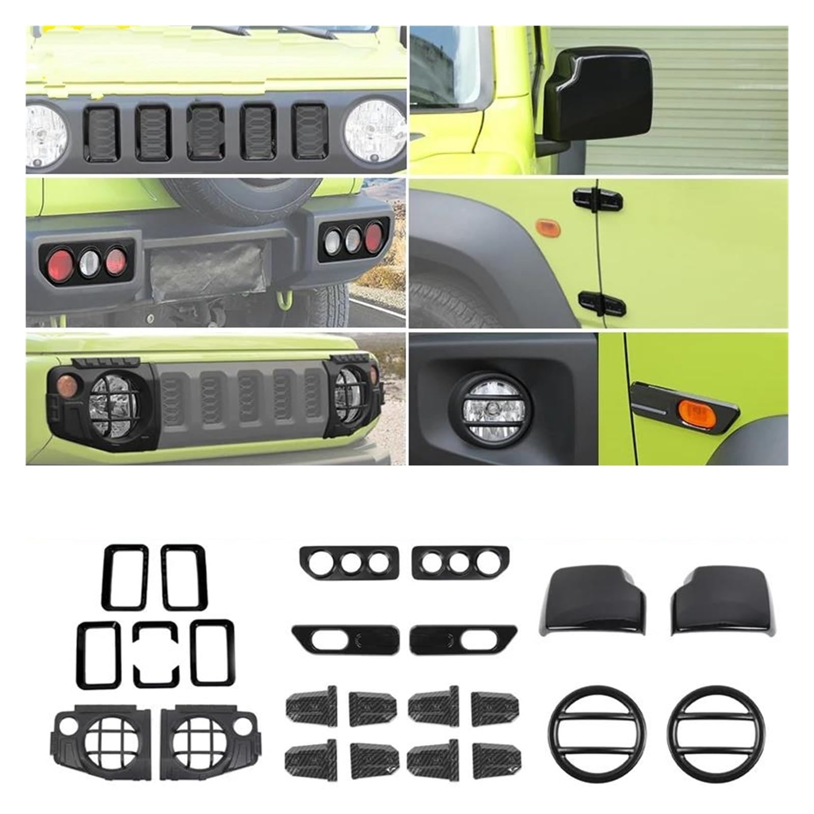 Cubierta Protectora Para Luz Trasera Coche Luz Trasera Negra Para Coche Faro Antiniebla Decoración Espejo Retrovisor Cubierta Para Suzuki Para Jimny 2019-2025(Espejo retrovisor)