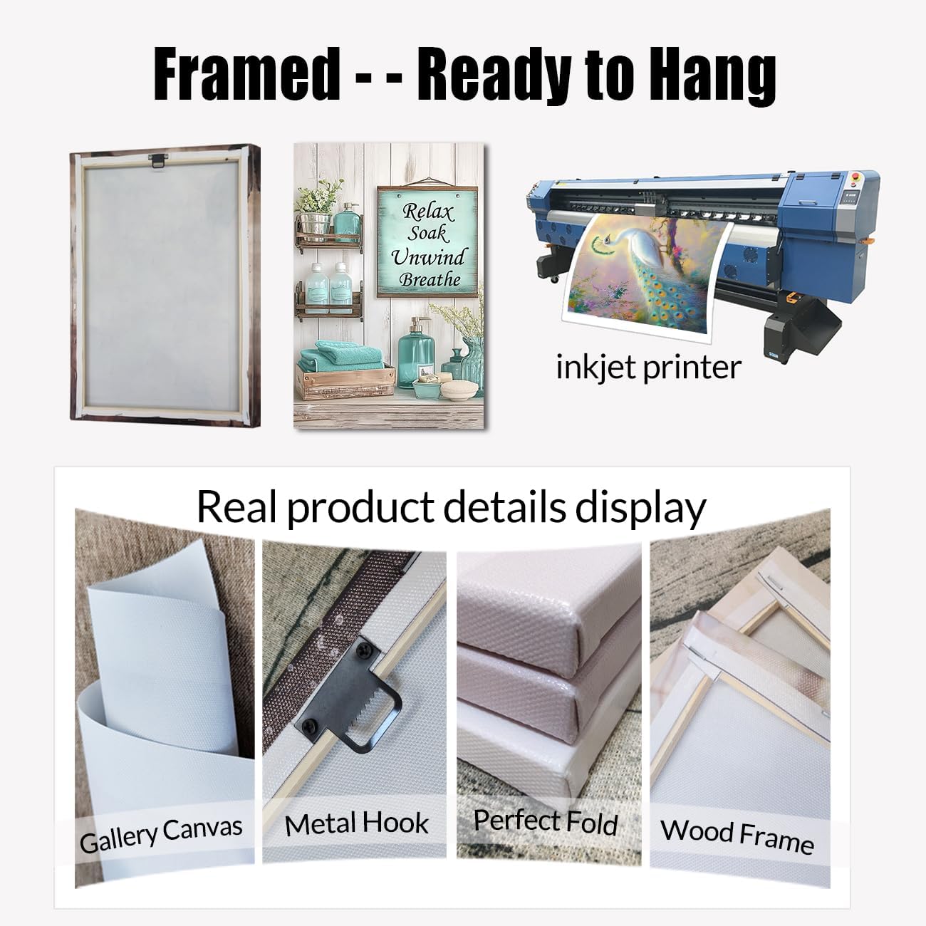 BJYCHG Teal Bathroom Wall Art Turquoise Wall Decor Rustic Bathroom Signs Canvas Prints Farmhouse Flowers Bottles Painting Picture Toilet Decor Framed (Teal, 20L x 16W)