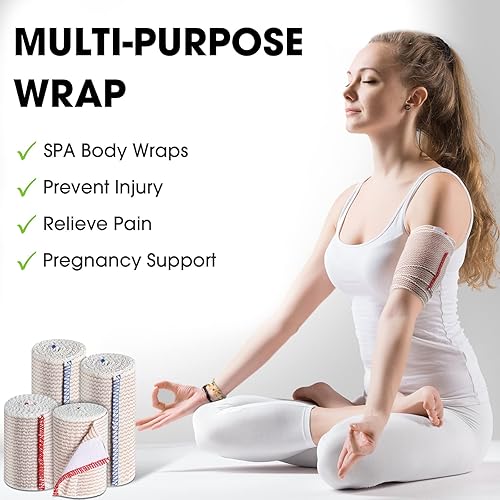 Miniatura 6 de 30 vendajes elásticos de compresión con cierre automático, lavables y reutilizables, para lesiones por esguinces deportivos (3 pulgadas, 4 pulgadas