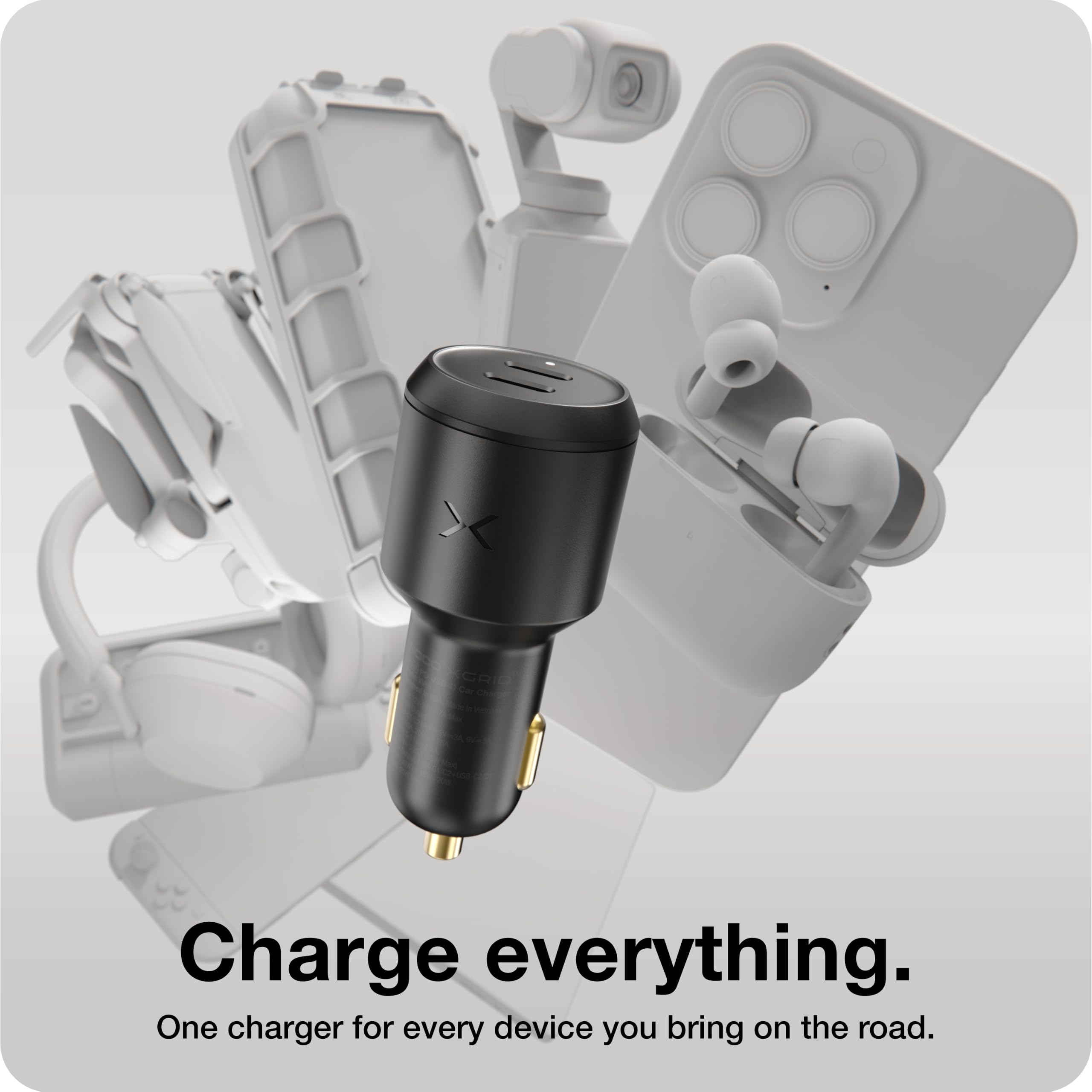 NOCO XGrid XV65 Caricatore Auto USB-C 65W 2 Porte GaN Ricarica Rapida | Ricarica rapida per MacBook Air, iPhone 17 / 16 / 15, iPad Pro, Samsung Galaxy S25, AirPods, Switch e altri
