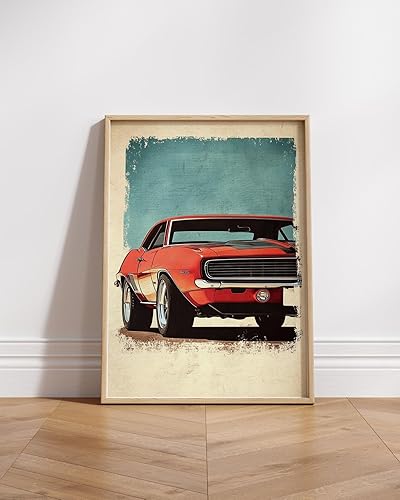 Xenulab Classic Muscle Car Wall Art Poster Vintage Auto Decor for Home Office Garage Lovers Gift - Retro Print Ideal for Vintage Car Enthusiasts