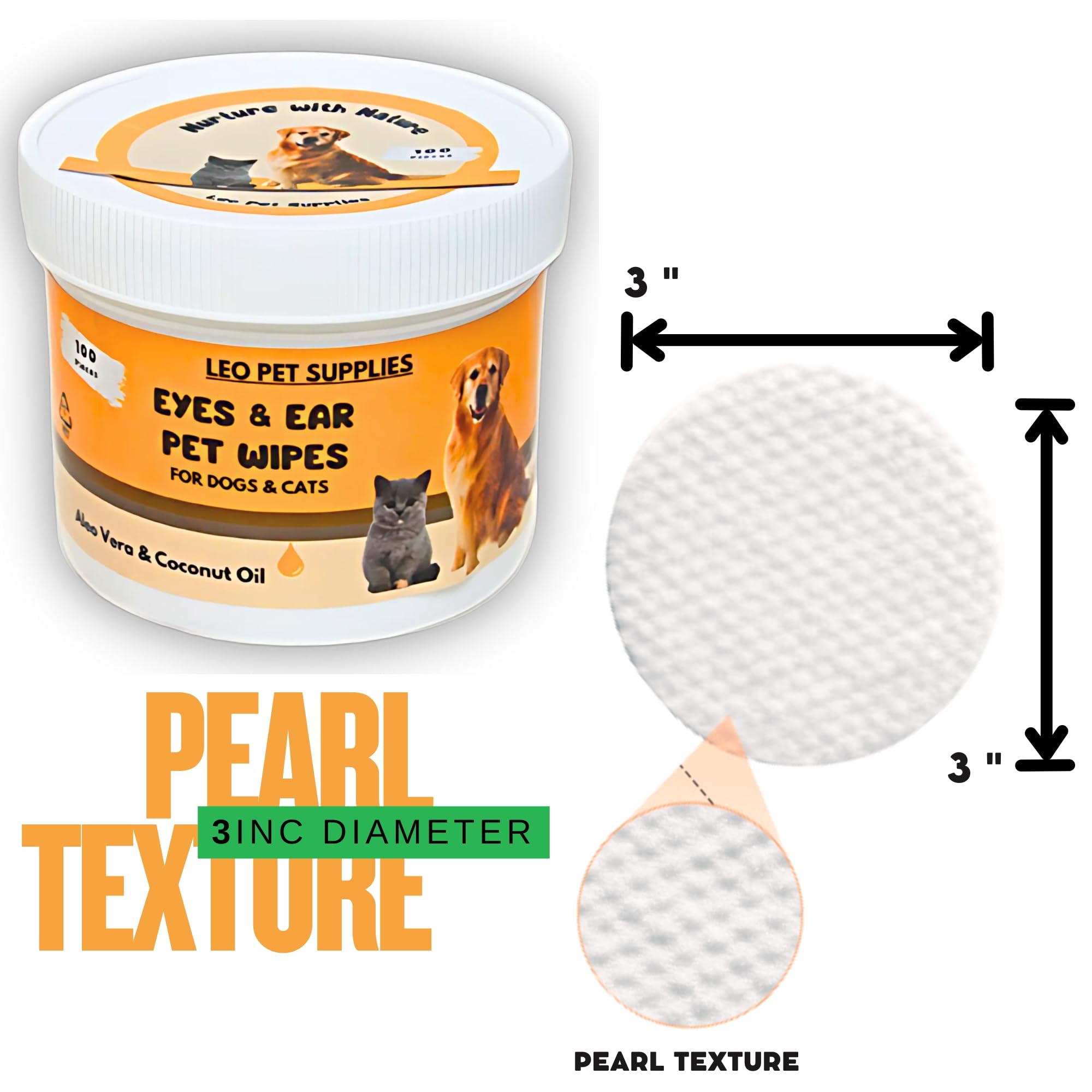 Eye & Ear Wipes for Pets - (100 Count) - Cleanser for Dogs and Cats, Non-Irritating Ingredients; Aloe Essence and Coconut Oil, Specially formulated, Everyday use, Unscented - image 7
