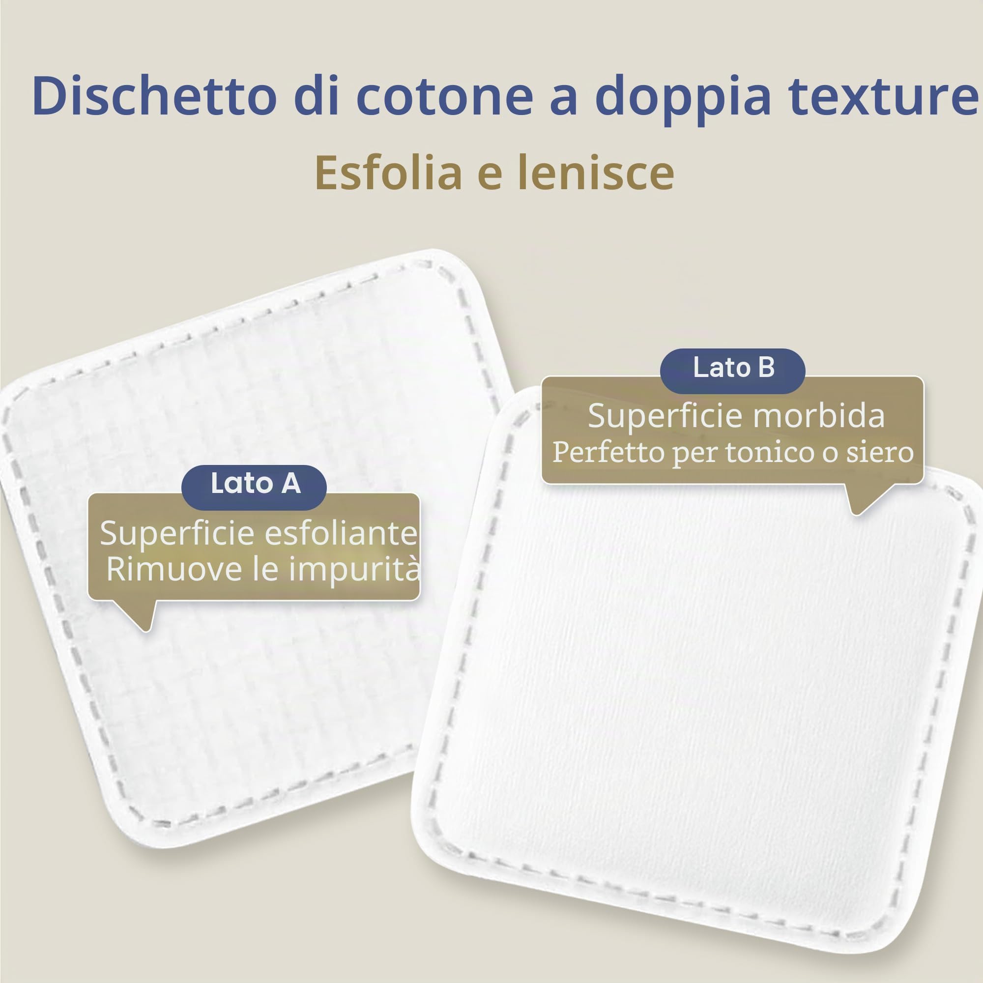 Ourmed Life Grandi dischetti di cotone per la rimozione del trucco, morbidi e privi di lanugine con design con cuciture pressate, resistenti cuscinetti struccanti per la pulizia del viso su tutti i