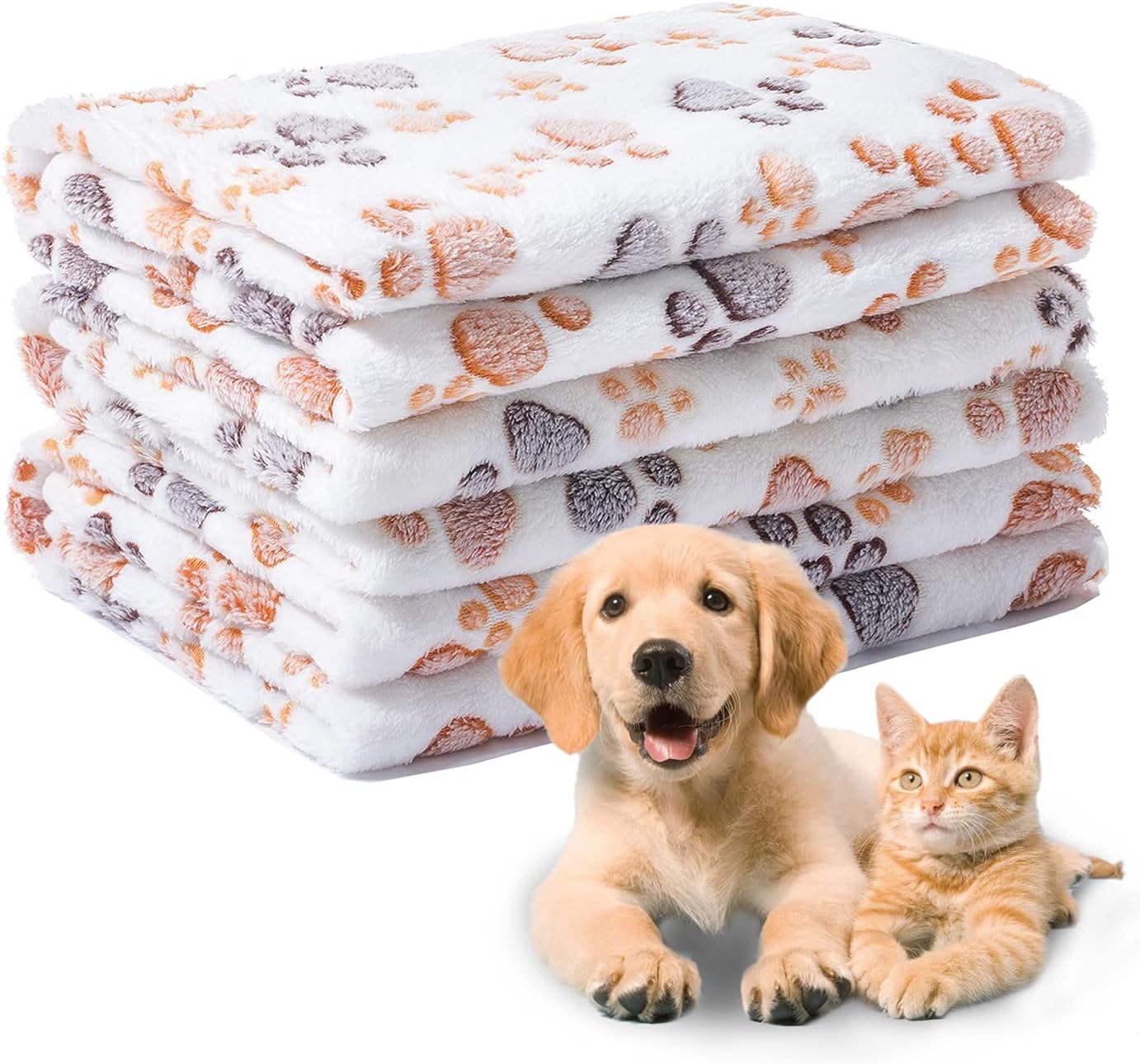 1 Pack 3 Dog Puppy Blanket Medium Couch Soft Fleece Pet Cat Throw Blankets Warm Paws Bed Car Washable White