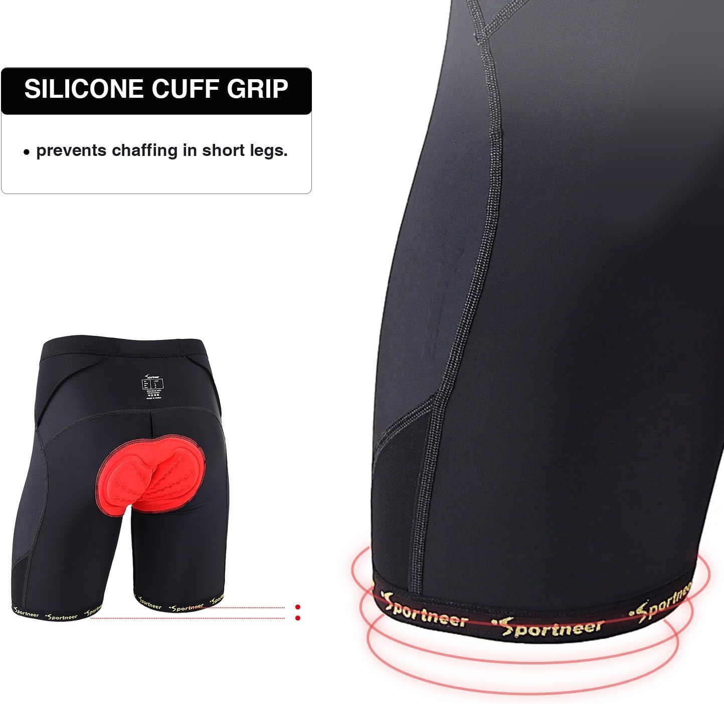 Sportneer Men's Cycling Shorts 4D Padded Bike Shorts Bicycle Biking Shorts, Breathable & Absorbent : Clothing, Shoes & Jewelry