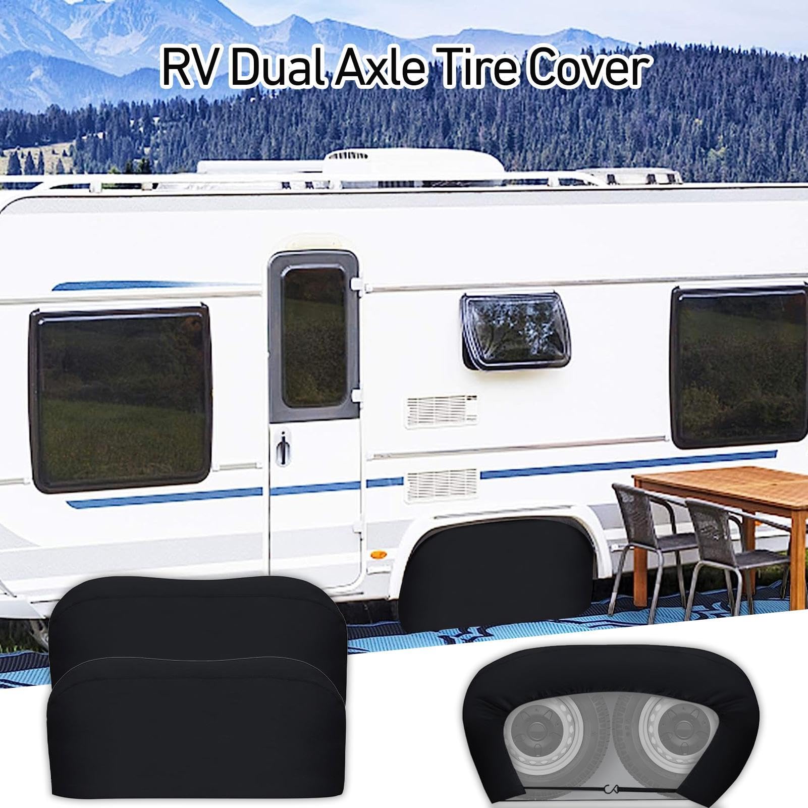 Copriruota doppia per camper, 2 coperture per pneumatici anti-UV | protezione solare Oxford 420d, copertura per pneumatici impermeabile, resistente