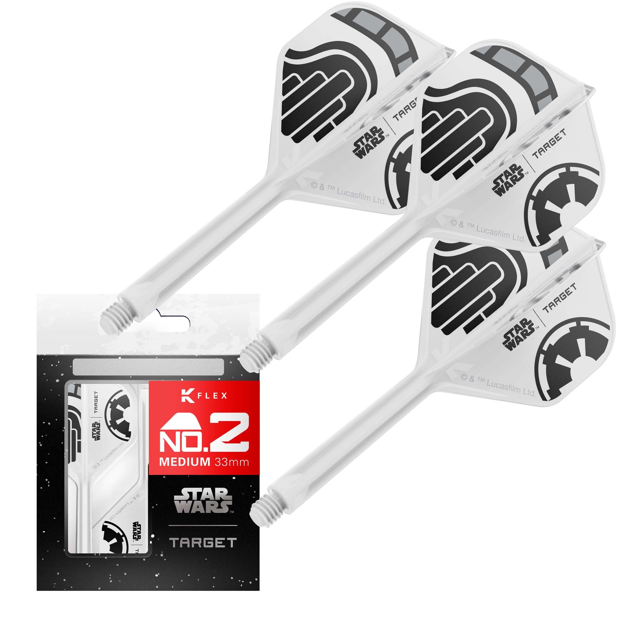 Target Darts Star Wars Storm Trooper K Flex Integrated Dart Flights & Shafts | Stormtrooper Pack of 3 K-Flex, No.2 | Disney K-Flex Accessories, Medium (33mm)