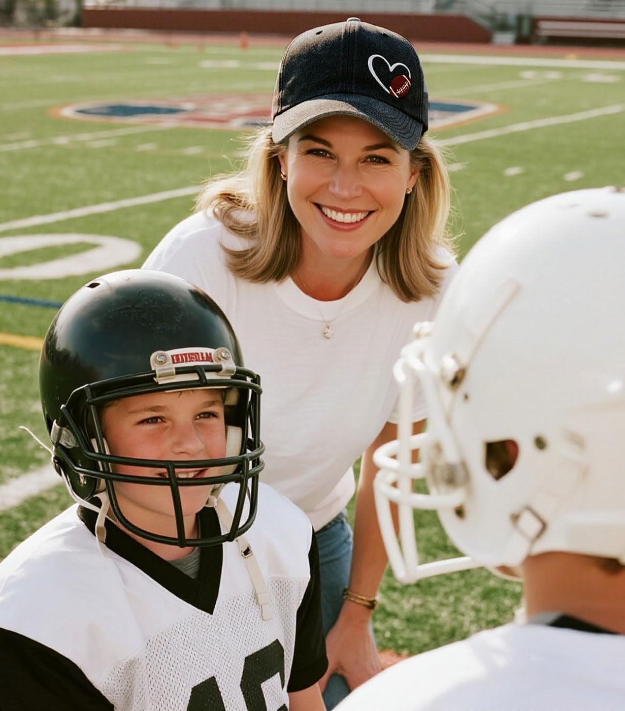 Football Heart Hat, Football Gifts for Women Men, Adjustable Embroidered Heart Baseball Cap - Image 3