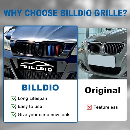 Miniatura 140 de Rejilla frontal negra brillante compatible con BMW Serie 3 G20 2019 2020 2021 2022 316i 318i 320i 328i 330i 330i 335i 340i Doble lamas negro