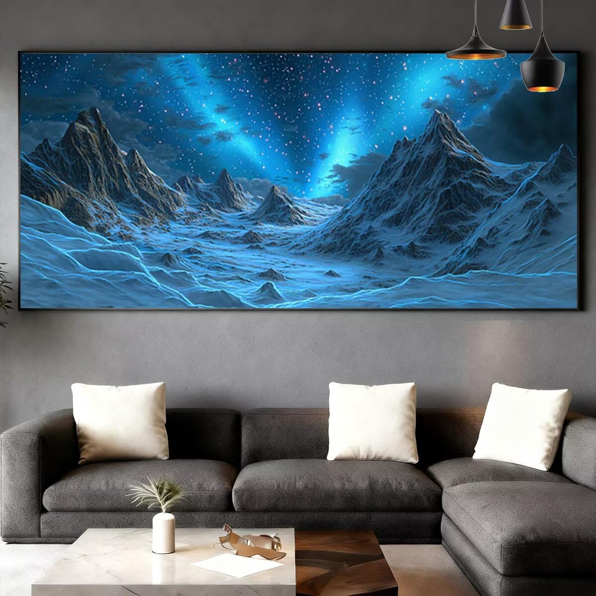 DIY Diamond Painting XXL 200x80cm, Diamond Painting Landschaft, DIY Set Erwachsene mit Eckige Steine, Kreativ Set für Erwachsene, Deko Wohnzimmer, Weihnachtsdeko, Geschenke für Frauen (Aurora) W-88
